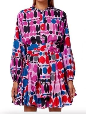 $425 NWT RHODE “Emma” Cotton Long Sleeve Mini Dress in Dots Sz Medium